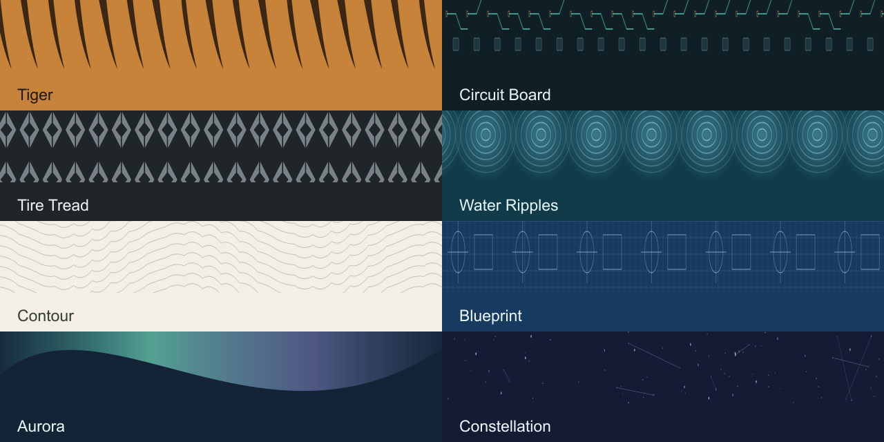 Preview of all eight Sill illustrated themes