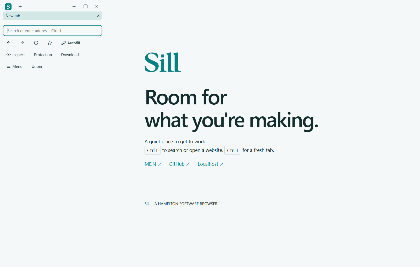 Sill Glide left-edge controls with vertical browser tabs